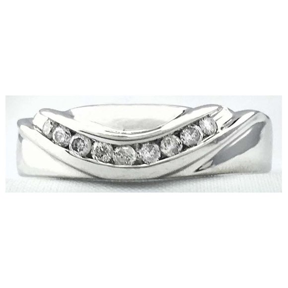 Genuine 0.27 Cts Diamonds Men's Ring 14k White Gold